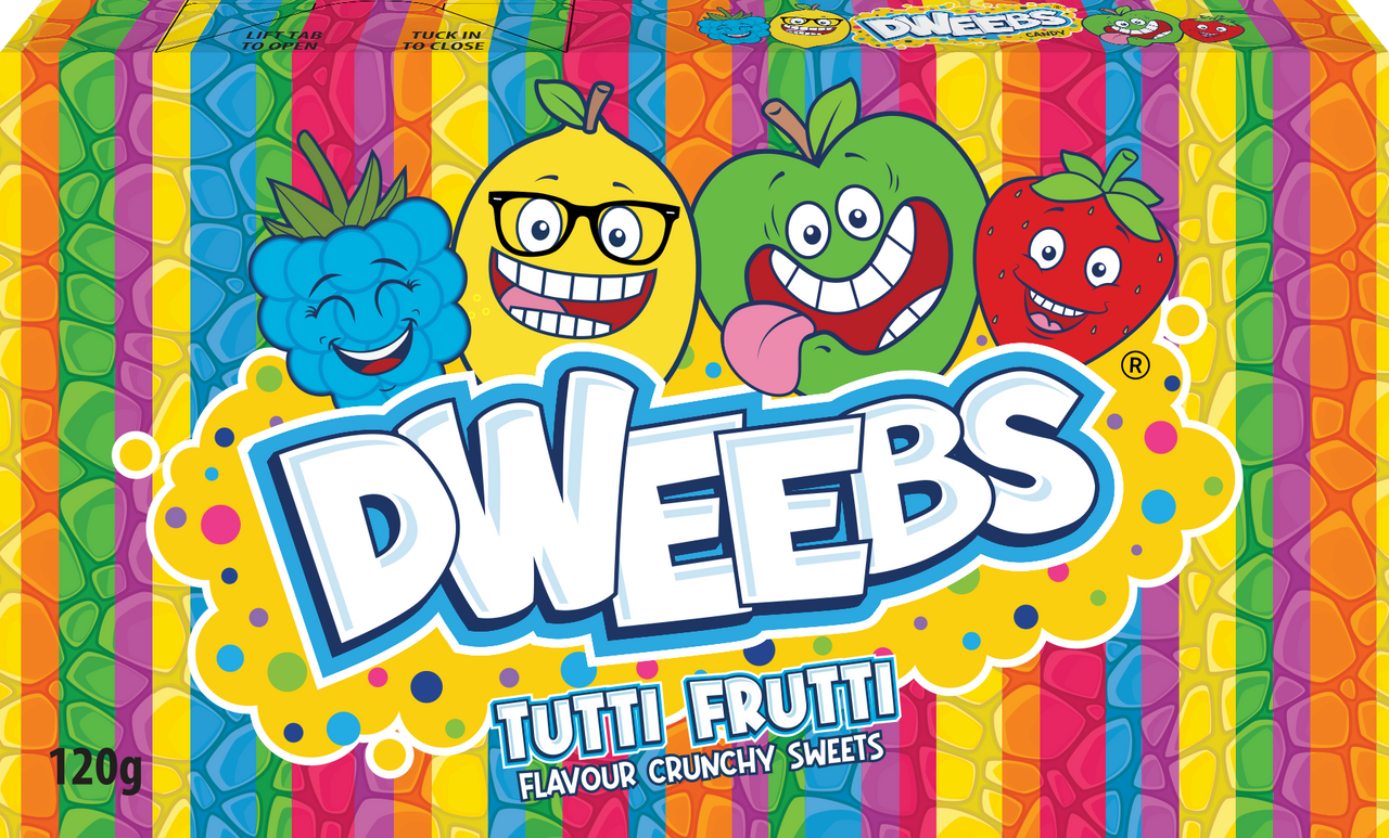 Dweebs Tutti Frutti Flavour Crunchy Sweets Theatre Box (120g)