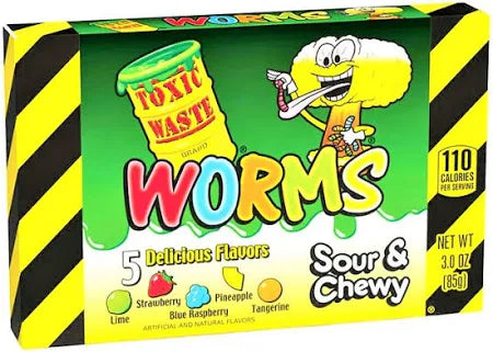 Toxic Waste Worms Sour & Chewy Jellies Theatre Box (85g)