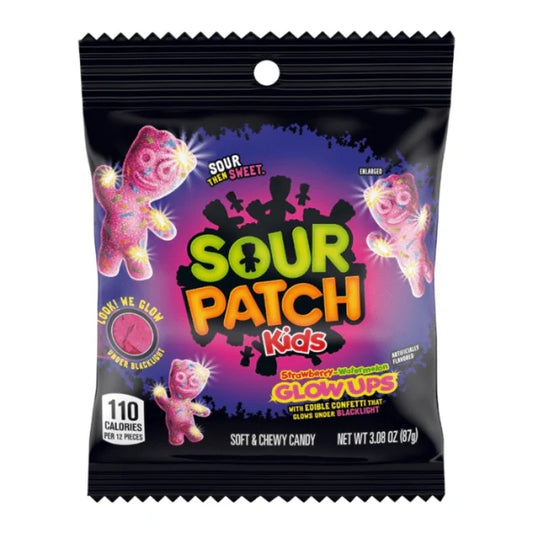 Sour Patch Kids Glow Ups Strawberry Watermelon Soft & Chewy Candy (87g)