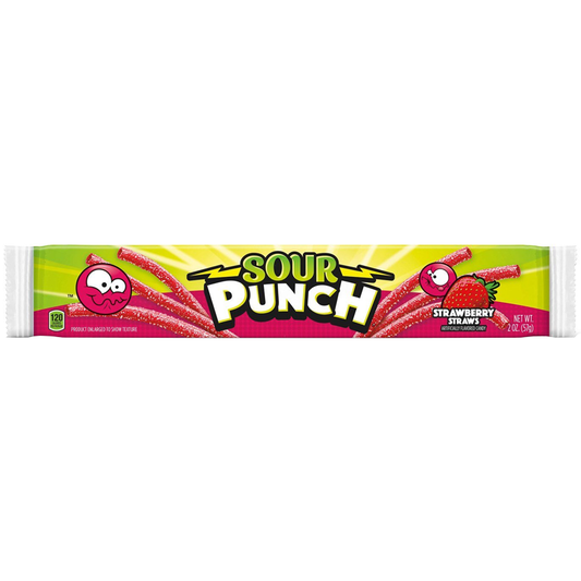 Sour Punch Strawberry Candy Straws 2oz
