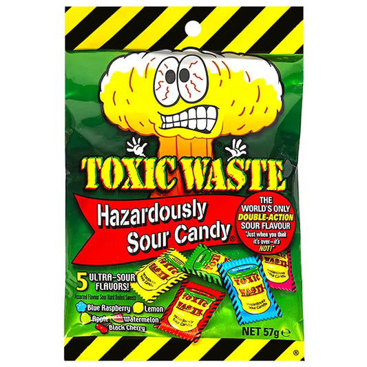 Toxic Waste Hazardously Sour Candy Peg Bag (57g)