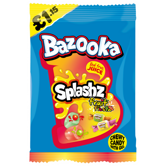 Bazooka Splashz Fruit Fiesta Chewy Candy with Gel (120g)