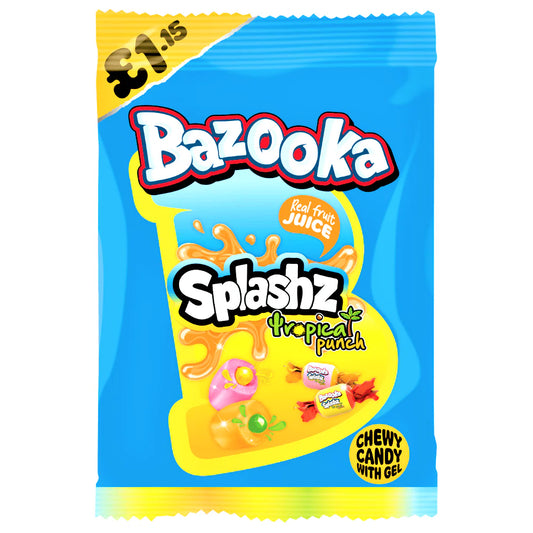 Bazooka Splashz Tropical Punch Chewy Candy with Gel (120g)