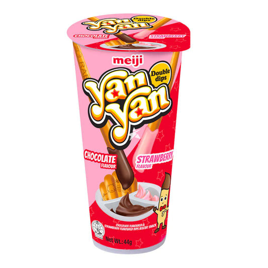 Meiji Yan Yan Double Cream Dip Biscuit Snack (Chocolate+Strawberry)