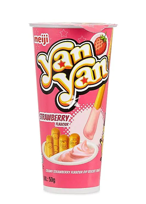 Meiji Yan Yan Creamy Strawberry Flavoured Dip Biscuit Snack